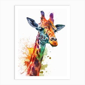 Giraffe Watercolour Face Portrait 3 Art Print