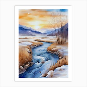 Watercolor Of A River 3 Art Print