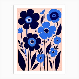 Blue Flower Illustration Flax Flower 1 Art Print