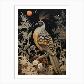 Dark And Moody Botanical Partridge 1 Art Print