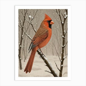 Cardinal In Snow no2 Art Print