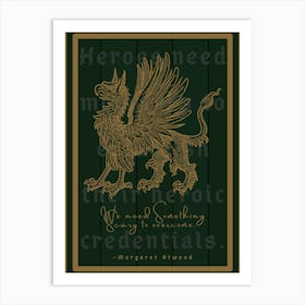 Green and Gold Griffin Art Print