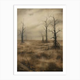 Neutral Autumn Trees Vintage Art Print