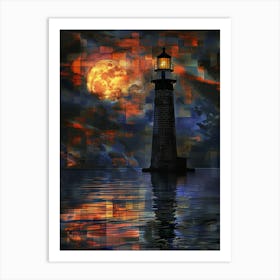 Lighthouse At Night 4 Art Print