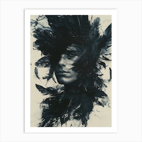 Whimsical Dark Feathers Man 1 Art Print