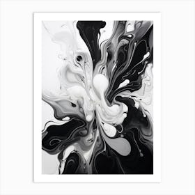 Fluid Dynamics Abstract Black And White 4 Art Print
