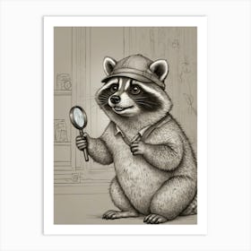 Raccoon With Magnifying Glass 1 Art Print