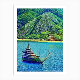 Angra Dos Reis Brazil Pointillism Style Tropical Destination Art Print