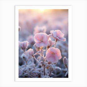 Frosty Botanical Evening Primrose 1 Art Print