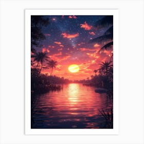 Sunset Over The Water 3 Art Print