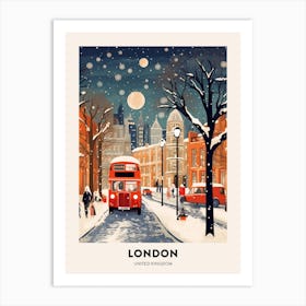 Winter Night  Travel Poster London United Kingdom 6 Art Print