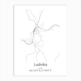 Ludvika,Sweden Minimalist Map Art Print