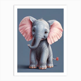 Cute Baby Elephant Nursery Ilustration (22) Art Print