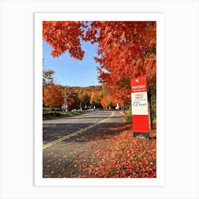 An Autumnal Scene Rich In Fall Foliage Utilizing A Vibrant Red And Orange Color Palette Showcasin (1) 2 Art Print