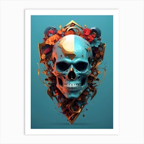 Skull With Flowers Art Print