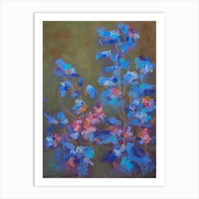 Abstract blue and pink flowers in soft pastels Art Print