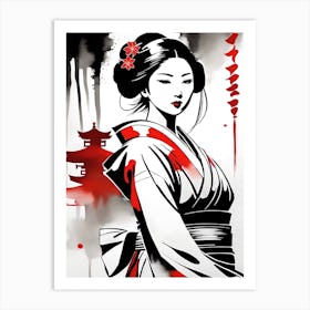 Traditional Japanese Art Style Geisha Girl 1 Art Print