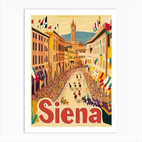 Aihrgdesign A 1970s Inspired Travel Poster For Siena Depictin 12f956f0 A9b5 4397 8c90 Ea1497db9534 1 Art Print