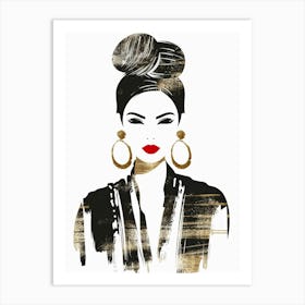 Woman In Gold And Black Art Print