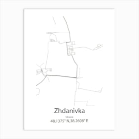 Zhdanivka,Ukraine Minimalist Map Art Print