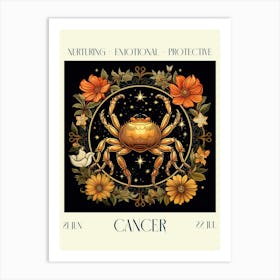 Cancer William Morris Zodiac Astral Sign Art Print