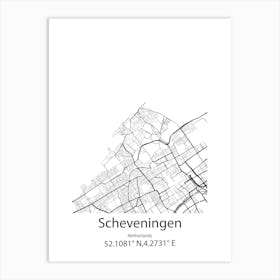 Scheveningen,Netherlands Minimalist Map Art Print