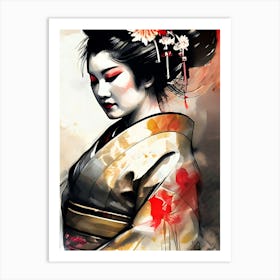 Japan Traditional Geisha Illustration By Ad 162 Art Print