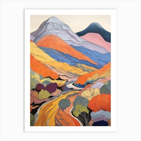 Mullach Nan Coirean Scotland Colourful Mountain Illustration Art Print