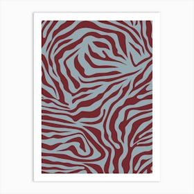 Zebra Stripes Blue And Brown Art Print