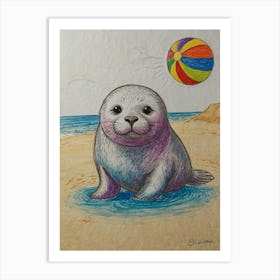 Seal On The Beach 2 Art Print