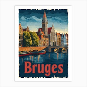 Aihrgdesign A Retro Travel Poster For Bruges Featuring The Ba 2359098e Fdad 4358 9f21 7abe427ee9ee 0 Art Print