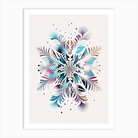 Intricate, Snowflakes, Minimal Line Drawing 4 Art Print
