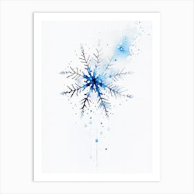 Individual, Snowflakes, Minimalist Watercolour 2 Art Print
