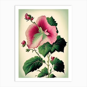 Swamp Rose Mallow Wildflower Vintage Botanical 1 Art Print