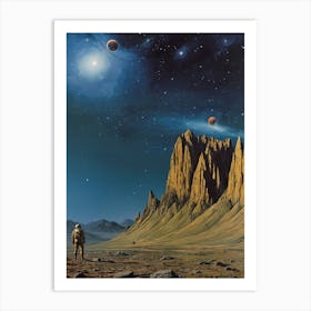 Space Landscape vintage retro sci-fi art 4 Art Print