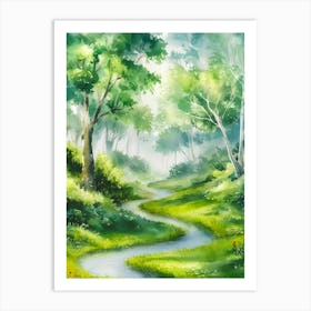 Watercolor Of A Forest Art Print