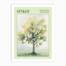 Ginkgo Tree Atmospheric Watercolour Painting 4 Poster Art Print