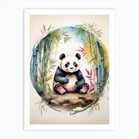 Panda Bear In Bamboo Forest Art Print