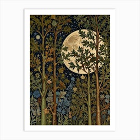 Moonlight In The Forest Style William Morris 4 Art Print