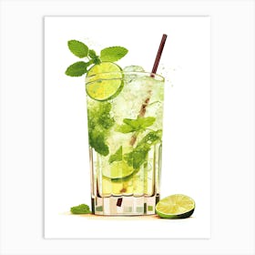 Illustration Mojito Floral Infusion Cocktail 3 Art Print