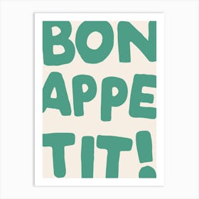 Bon Appetit | Teal and Cream Art Print