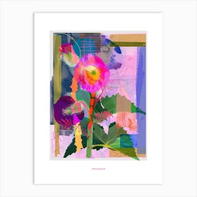 Hollyhock 2 Neon Flower Collage Poster Art Print