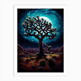 Joshua Tree At Night In South Western Style (2) Art Print