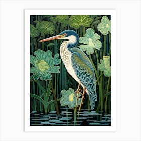 Ohara Koson Inspired Bird Painting Green Heron 2 Art Print