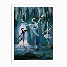 Swans In The Cave Art Print