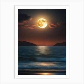 Full Moon Over The Ocean 2 Art Print