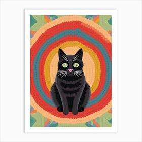 Crochet Cat Vintage Illustration Art Print