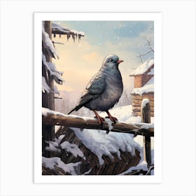 Pidgeon In The Snow 4 Art Print