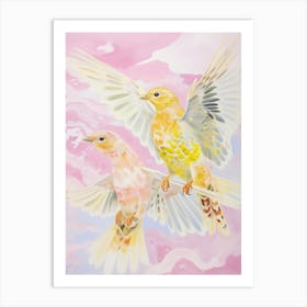 Pink Ethereal Bird Painting Yellowhammer 2 Art Print