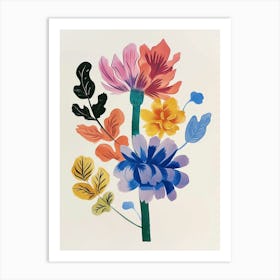 Painted Florals Celosia 1 Art Print